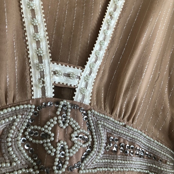 BCBG SHEER PEARL BEADED BLOUSE PINK M - Picture 2 of 5